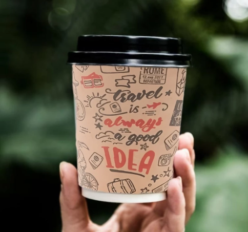 Стакан бумажный 2сл 250 (280) мл d=80 мм для горячего Travel крафт (24 шт.) фото 5