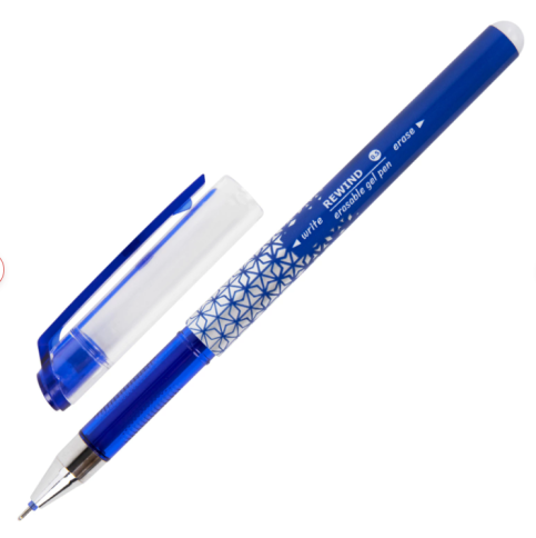 Ручка стираемая гелевая + 9 стержней в ПЛАСТИКОВОЙ ТУБЕ, СИНЯЯ, игольчатый наконечник 0,5 мм, линия фото 4