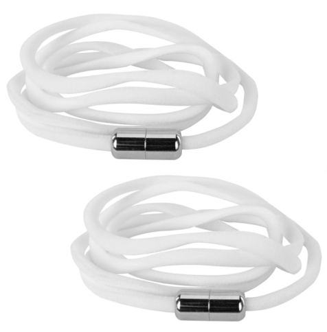 Шнурки круглые эластичные БЕЛЫЕ длина 100 см, диаметр 5 мм, 2 капсулы, цвет серебряный, SHEGRA (ШЕГР фото 2