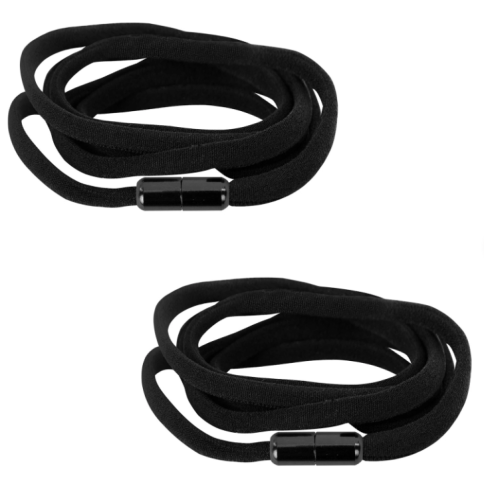 Шнурки круглые эластичные ЧЕРНЫЕ длина 100 см, диаметр 5 мм, 2 капсулы черного цвета, SHEGRA (ШЕГРА) фото 2