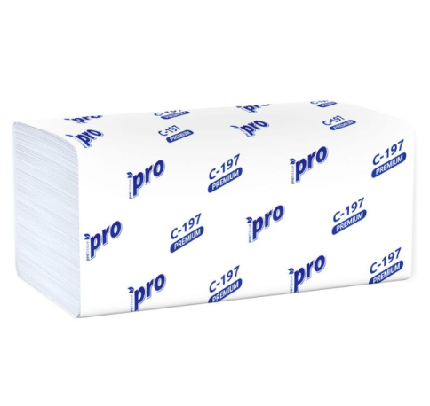 Полотенца бумажные листовые PROtissue H3 V-слож. (ZZ) 2-слой. белые 20 пачек по 200 листов (С 197) фото 2