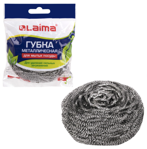 Губка (мочалка) металлическая, спиральная, 50 г, БОЛЬШАЯ, для посуды, гриля, плиты фото 1